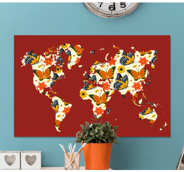 Fjäril världskarta konstcanvas tavla - Tenstickers