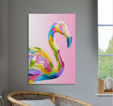 Flamingo konst fjädercanvas tavla - Tenstickers