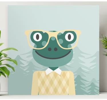 Flerfärgad groda med glasögon djur kanfas - Tenstickers