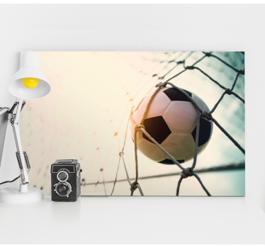 Fotboll i nätfiskcanvas tavla konst - Tenstickers