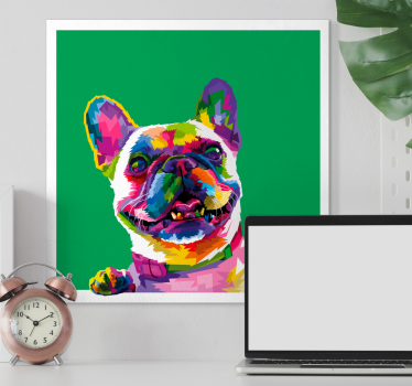 Fransk bulldog regnbåge hund canvas bilder - Tenstickers