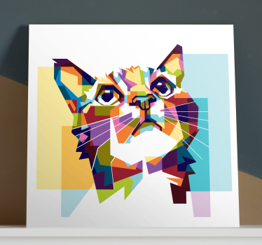 Geometrisk katt vägg konstcanvas tavla - Tenstickers