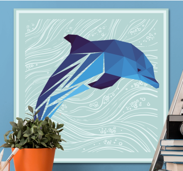 Geometriska-djur fin delfin djur canvas - Tenstickers