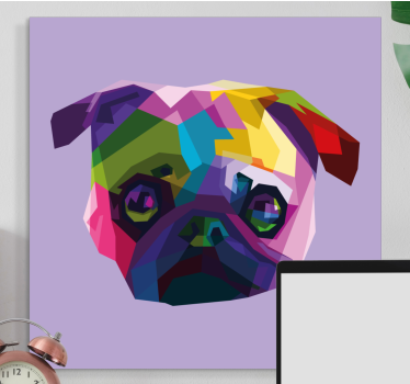 Geometriska-djur mops hund canvas bilder - Tenstickers