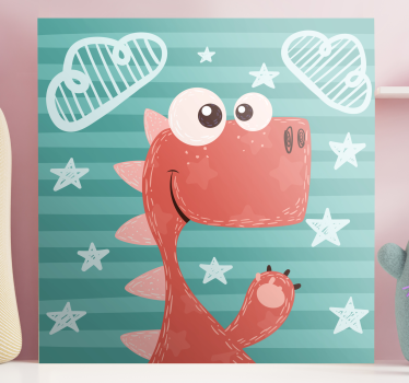 Glad tecknad dinosauriecanvas tavla för barn - Tenstickers