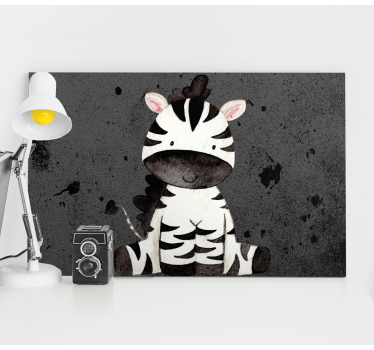 Glad zebra tecknad djurcanvas tavla - Tenstickers
