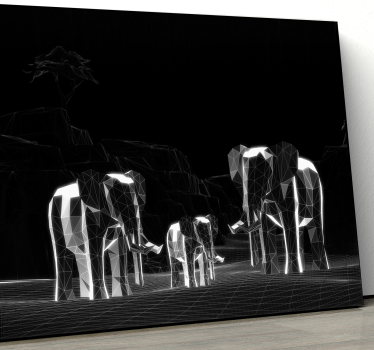 Grå elefanter 3d effekt elefantcanvas tavla konst - Tenstickers