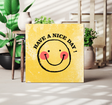 "ha en trevlig dag" smiley face -väggtryck för vardagsrummet - Tenstickers