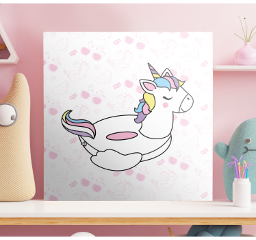 Handritad unicorn och flamingos djur canvas - Tenstickers