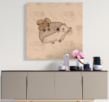 Beige igelkott med svamp Kanvas djur - Tenstickers