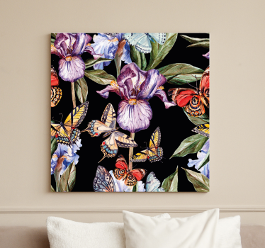 Känsliga blommor och fjärilcanvas tavla bild - Tenstickers