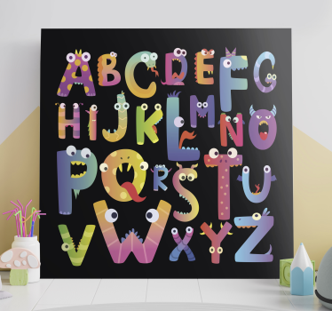 Kanvas abc och bokstäver monströsa alfabettecken - Tenstickers