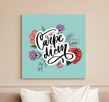 Kanvas citat carpe diem blommig - Tenstickers