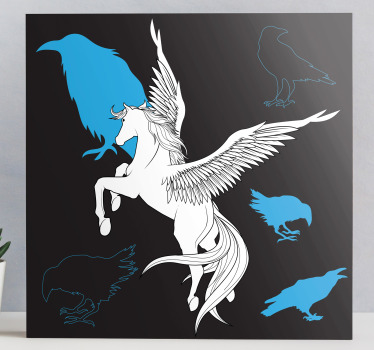 Kanvas dinosaurie mytisk pegasusflygning - Tenstickers