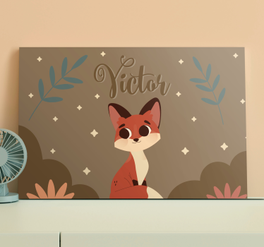 Kanvas dinosaurie söt räv illustration - Tenstickers