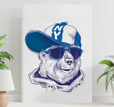 Kanvas djur cool björnstil - Tenstickers