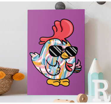 Kanvas djur cool kyckling karaktär - Tenstickers