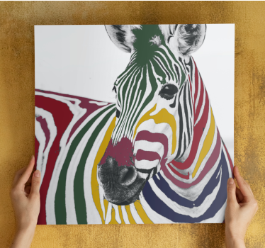 Kanvas djur färgglad zebra porträtt - Tenstickers