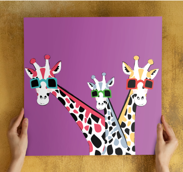Kanvas djur giraffer i solglasögon - Tenstickers