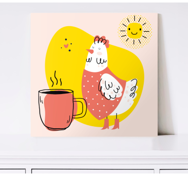 Kanvas djur glad höna morgon - Tenstickers
