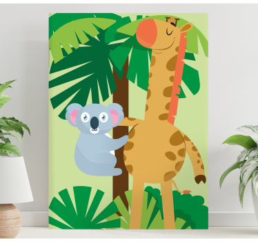 Kanvas djur koala och giraff - Tenstickers