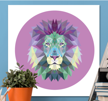 Kanvas djur lejonhuvud geometri - Tenstickers