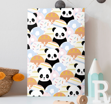 Kanvas djur lekfulla panda mönster - Tenstickers