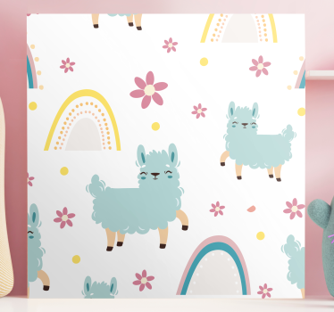 Kanvas djur llama och blommor - Tenstickers