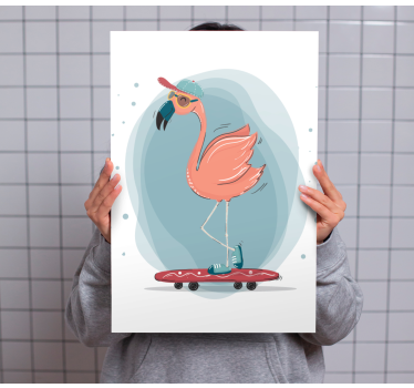 Kanvas djur skatande flamingo - Tenstickers
