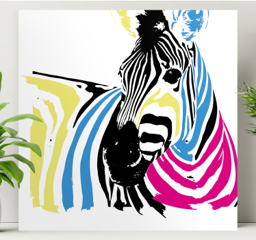 Kanvas djur zebra med livliga ränder - Tenstickers