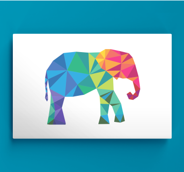 Kanvas elefant färgglad polygonal elefant - Tenstickers