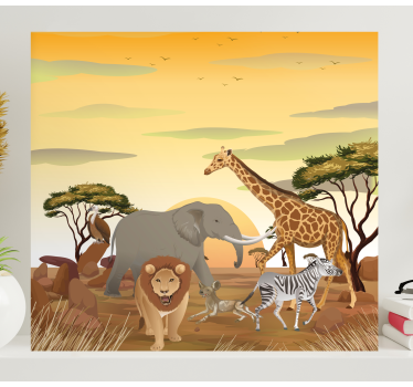 Kanvas elefant savannens vilda djurscen - Tenstickers