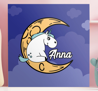Kanvas enhörningar månsken scen - Tenstickers