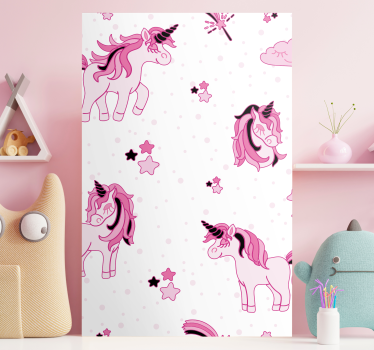 Kanvas enhörningar söt unicornmönster - Tenstickers
