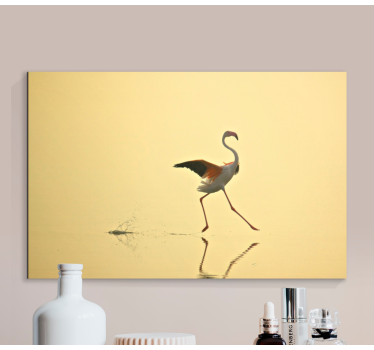 Kanvas fåglar elegant flamingodans - Tenstickers