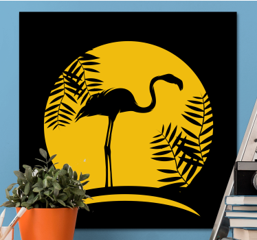 Kanvas fåglar elegant flamingosiluett - Tenstickers