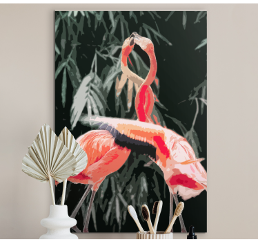 Kanvas fåglar flamingopar - Tenstickers