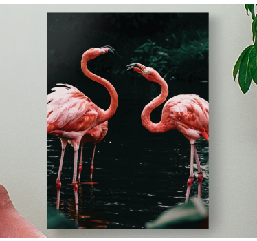 Kanvas fåglar flamingos vid skymning - Tenstickers