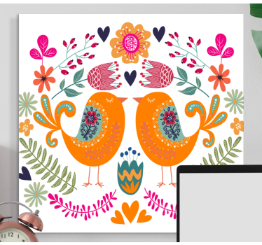 Kanvas fåglar kärleksfåglar design - Tenstickers