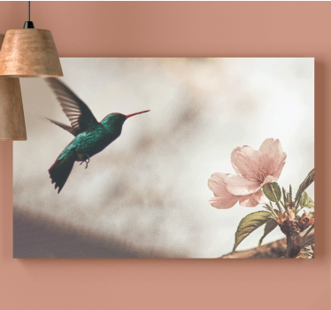 Kanvas fåglar kolibri och blommor - Tenstickers