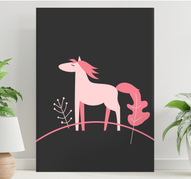 Kanvas häst stilren rosa häst - Tenstickers