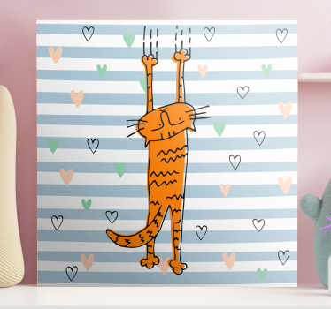 Kanvas katter lekfull orange katt - Tenstickers