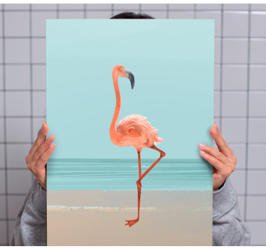 Kanvas fåglar graceful flamingo pose - Tenstickers