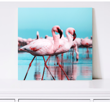 Kanvas fåglar majestätiska rosa flamingor - Tenstickers