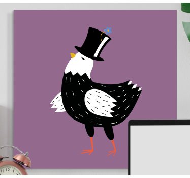 Kanvas fåglar stilig fågel med hatt - Tenstickers