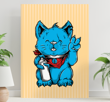 Lekfull blå katt Kanvas katter - Tenstickers