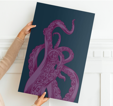 Lila bläckfisk tentakel havsdjur badrum canvas - Tenstickers