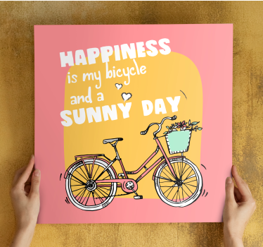 Lycka är sol och cykel canvas tavla citattryck - Tenstickers