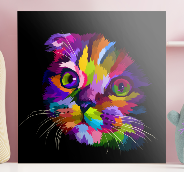 Målad regnbåge katt vägg konstcanvas tavla - Tenstickers