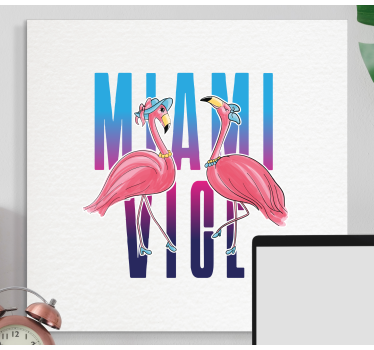 Miami vice flamingo design djur canvas - Tenstickers